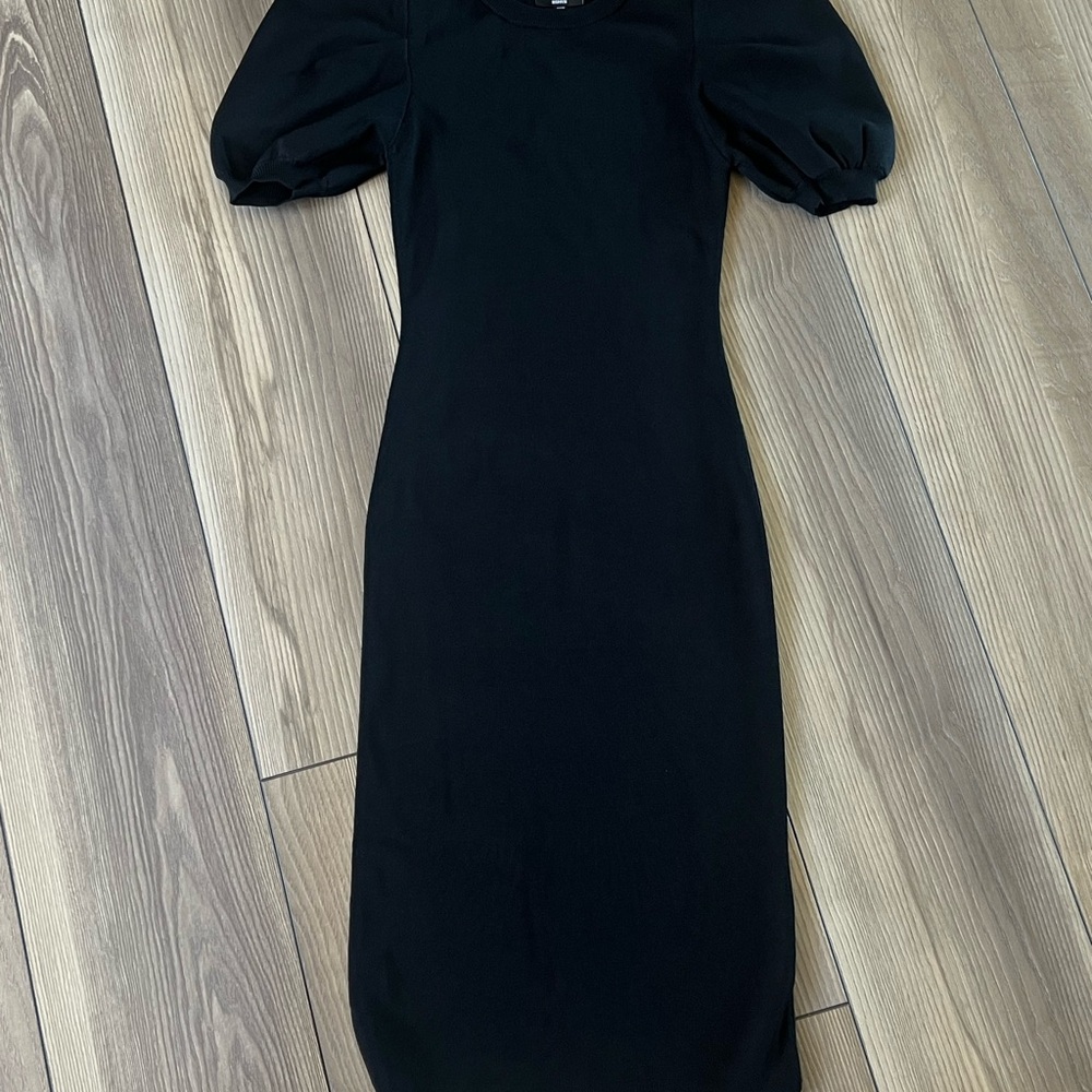 Vici Black Long Sleeve Dress with Puff Sleeves